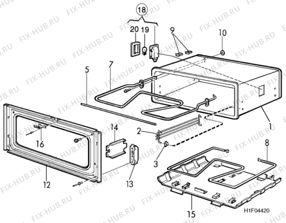 Взрыв-схема посудомоечной машины Husqvarna Electrolux QSP631 - Схема узла H10 Oven Cavity (small)